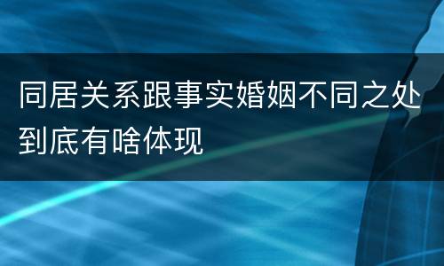 同居关系跟事实婚姻不同之处到底有啥体现