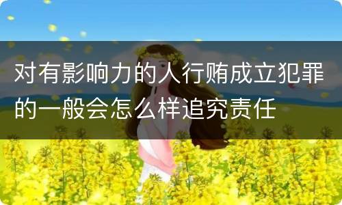 对有影响力的人行贿成立犯罪的一般会怎么样追究责任
