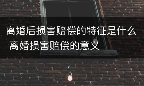 离婚后损害赔偿的特征是什么 离婚损害赔偿的意义