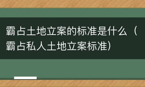 霸占土地立案的标准是什么（霸占私人土地立案标准）