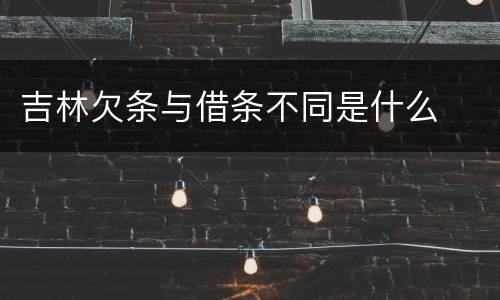 吉林欠条与借条不同是什么