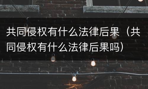 共同侵权有什么法律后果（共同侵权有什么法律后果吗）