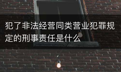 犯了非法经营同类营业犯罪规定的刑事责任是什么