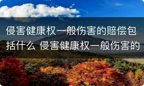 侵害健康权一般伤害的赔偿包括什么 侵害健康权一般伤害的赔偿包括什么