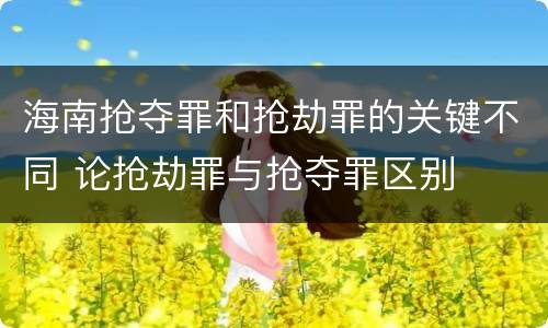 海南抢夺罪和抢劫罪的关键不同 论抢劫罪与抢夺罪区别