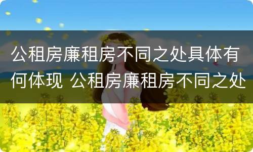 公租房廉租房不同之处具体有何体现 公租房廉租房不同之处具体有何体现呢