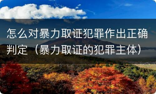 怎么对暴力取证犯罪作出正确判定（暴力取证的犯罪主体）