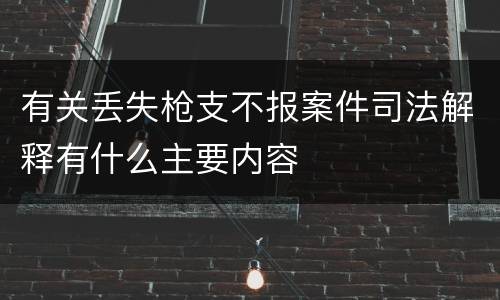 有关丢失枪支不报案件司法解释有什么主要内容