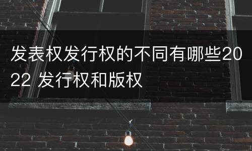 发表权发行权的不同有哪些2022 发行权和版权