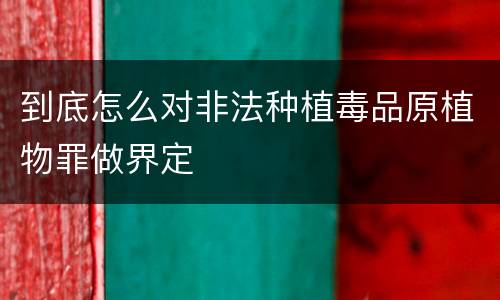 到底怎么对非法种植毒品原植物罪做界定