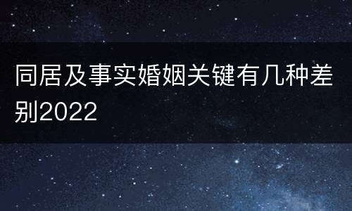 同居及事实婚姻关键有几种差别2022