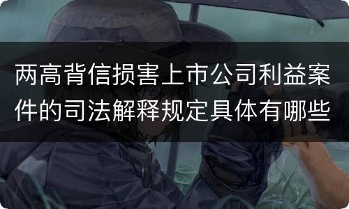 两高背信损害上市公司利益案件的司法解释规定具体有哪些重要内容