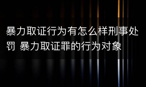暴力取证行为有怎么样刑事处罚 暴力取证罪的行为对象