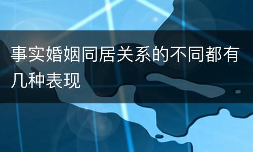 事实婚姻同居关系的不同都有几种表现