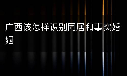广西该怎样识别同居和事实婚姻