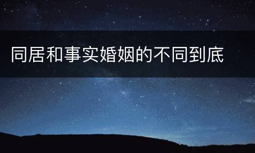 同居和事实婚姻的不同到底