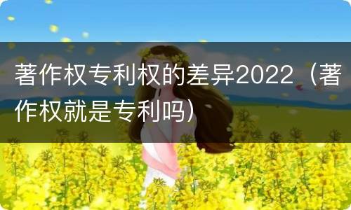 著作权专利权的差异2022（著作权就是专利吗）
