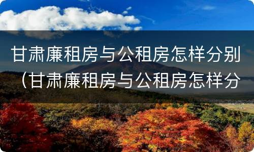 甘肃廉租房与公租房怎样分别（甘肃廉租房与公租房怎样分别的）