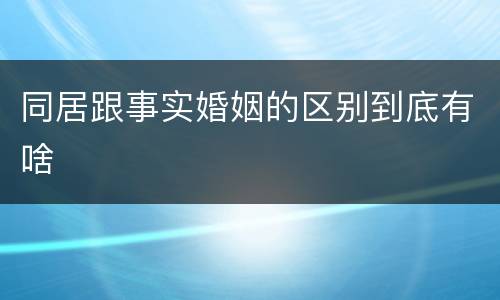 同居跟事实婚姻的区别到底有啥