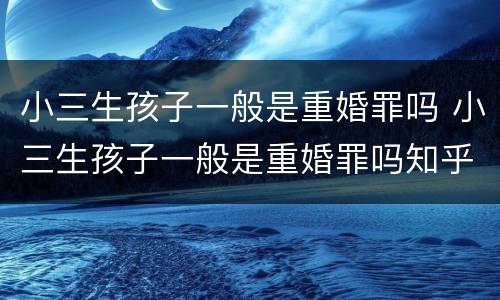 小三生孩子一般是重婚罪吗 小三生孩子一般是重婚罪吗知乎