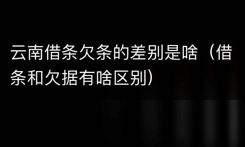 云南借条欠条的差别是啥（借条和欠据有啥区别）