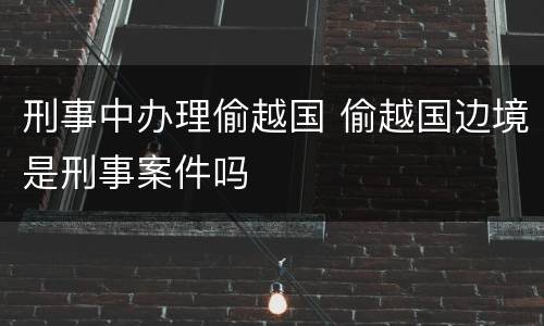 刑事中办理偷越国 偷越国边境是刑事案件吗