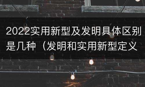 2022实用新型及发明具体区别是几种（发明和实用新型定义）