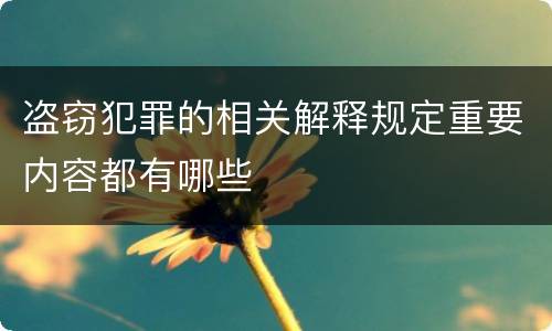 盗窃犯罪的相关解释规定重要内容都有哪些