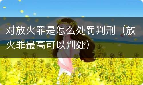 对放火罪是怎么处罚判刑（放火罪最高可以判处）