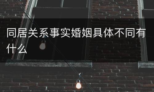 同居关系事实婚姻具体不同有什么