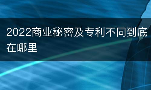2022商业秘密及专利不同到底在哪里