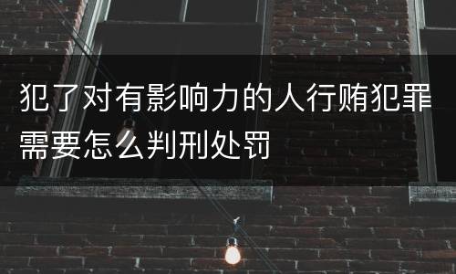 犯了对有影响力的人行贿犯罪需要怎么判刑处罚