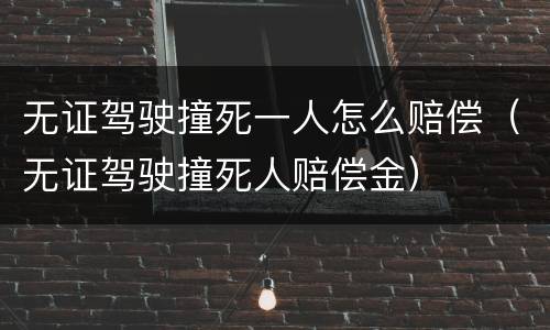 无证驾驶撞死一人怎么赔偿（无证驾驶撞死人赔偿金）