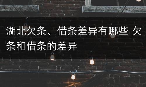 湖北欠条、借条差异有哪些 欠条和借条的差异