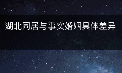 湖北同居与事实婚姻具体差异