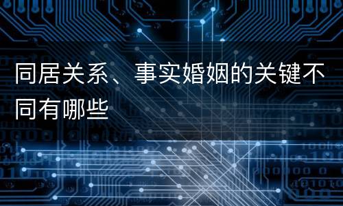 同居关系、事实婚姻的关键不同有哪些
