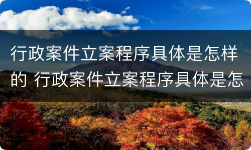 行政案件立案程序具体是怎样的 行政案件立案程序具体是怎样的规定