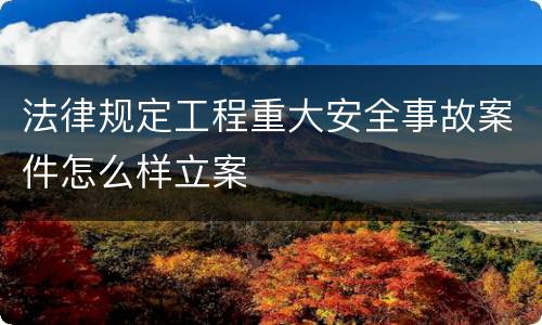 法律规定工程重大安全事故案件怎么样立案