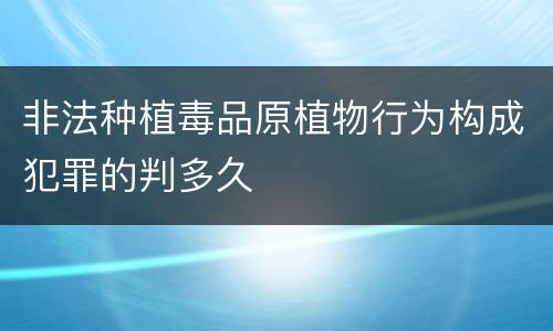 非法种植毒品原植物行为构成犯罪的判多久