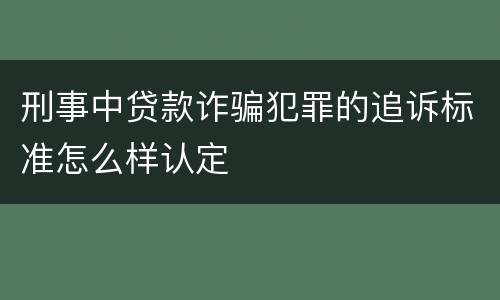 刑事中贷款诈骗犯罪的追诉标准怎么样认定