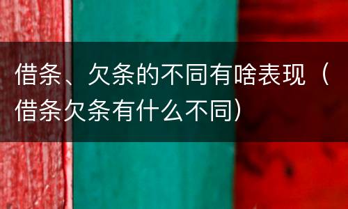 借条、欠条的不同有啥表现（借条欠条有什么不同）
