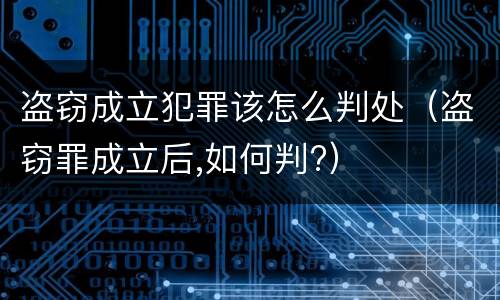 盗窃成立犯罪该怎么判处（盗窃罪成立后,如何判?）