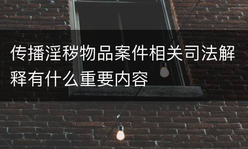 传播淫秽物品案件相关司法解释有什么重要内容