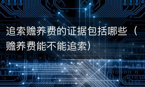 追索赡养费的证据包括哪些（赡养费能不能追索）