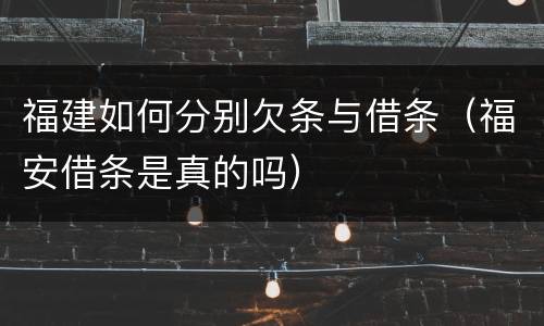 福建如何分别欠条与借条（福安借条是真的吗）