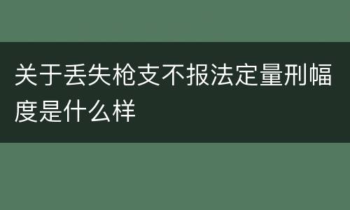 关于丢失枪支不报法定量刑幅度是什么样