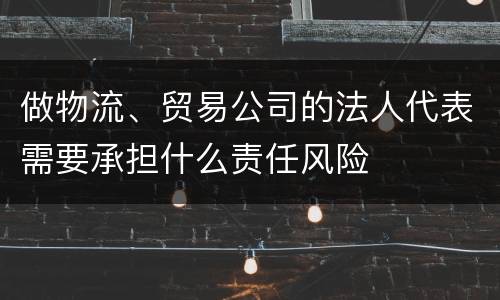 做物流、贸易公司的法人代表需要承担什么责任风险