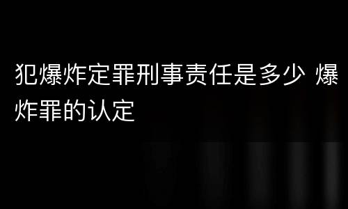 犯爆炸定罪刑事责任是多少 爆炸罪的认定