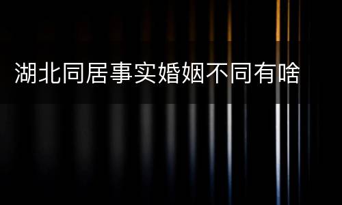 湖北同居事实婚姻不同有啥