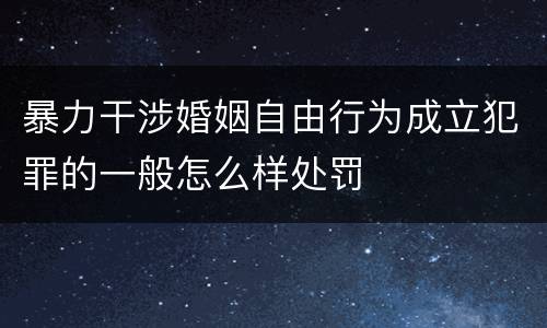 暴力干涉婚姻自由行为成立犯罪的一般怎么样处罚